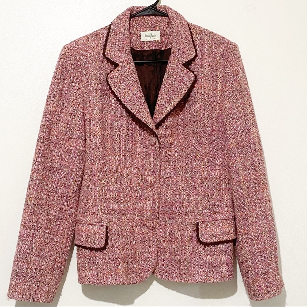 Neiman Marcus gingham single breasted blazer